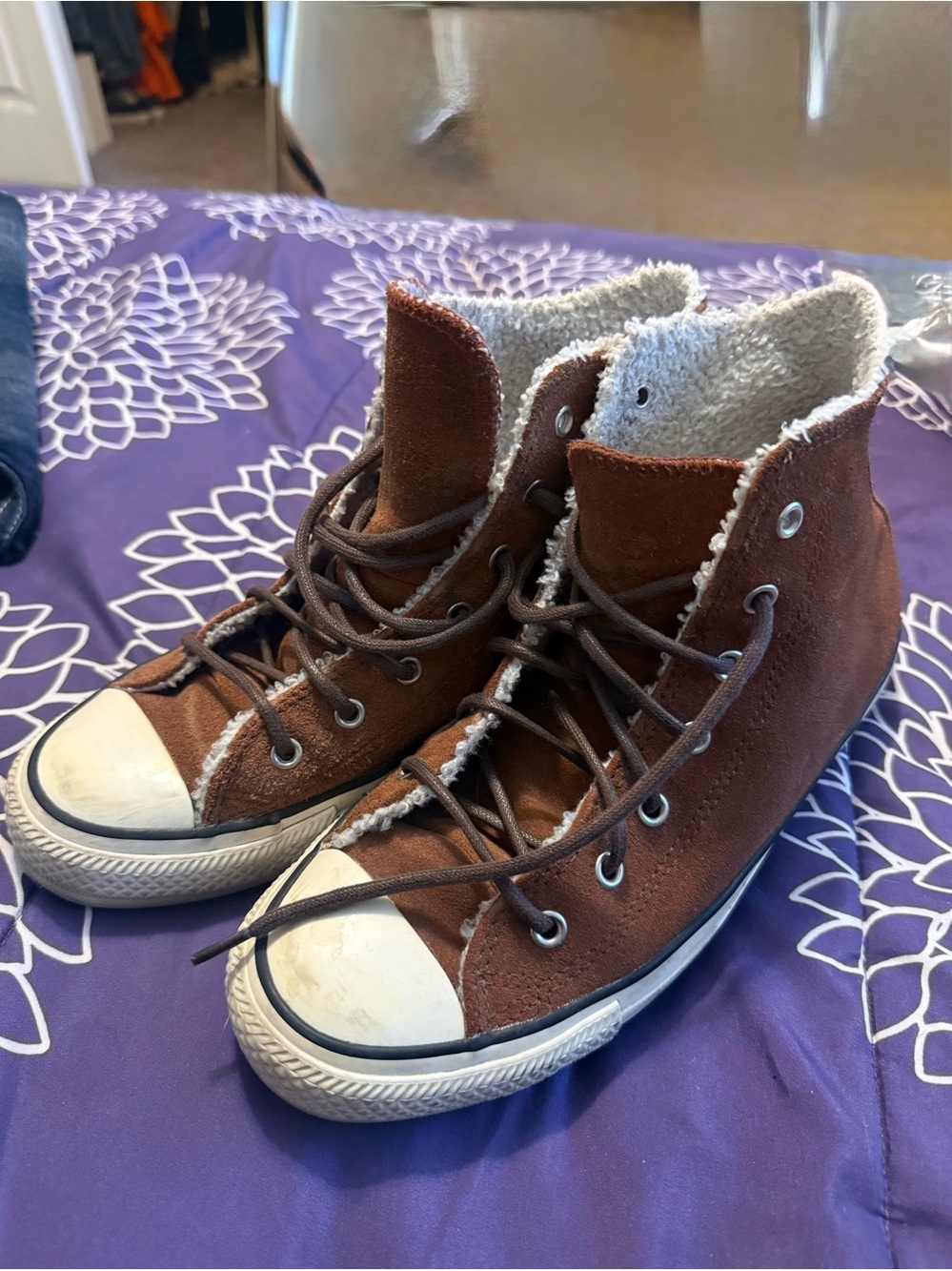 Chuck Taylor suede brown lined high top converse